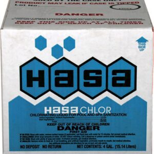 Box of Hasa Chlor disinfectant powder with safety warnings.