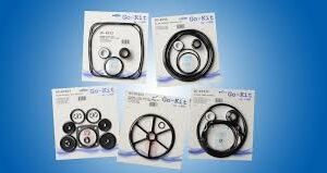 Various rubber O-rings and seals in plastic packaging, labeled with sizes.