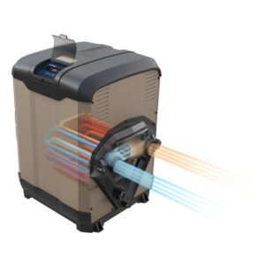 Compact heater blowing warm air through its vent.