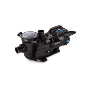 Black water pump with a control panel and pressure gauge.